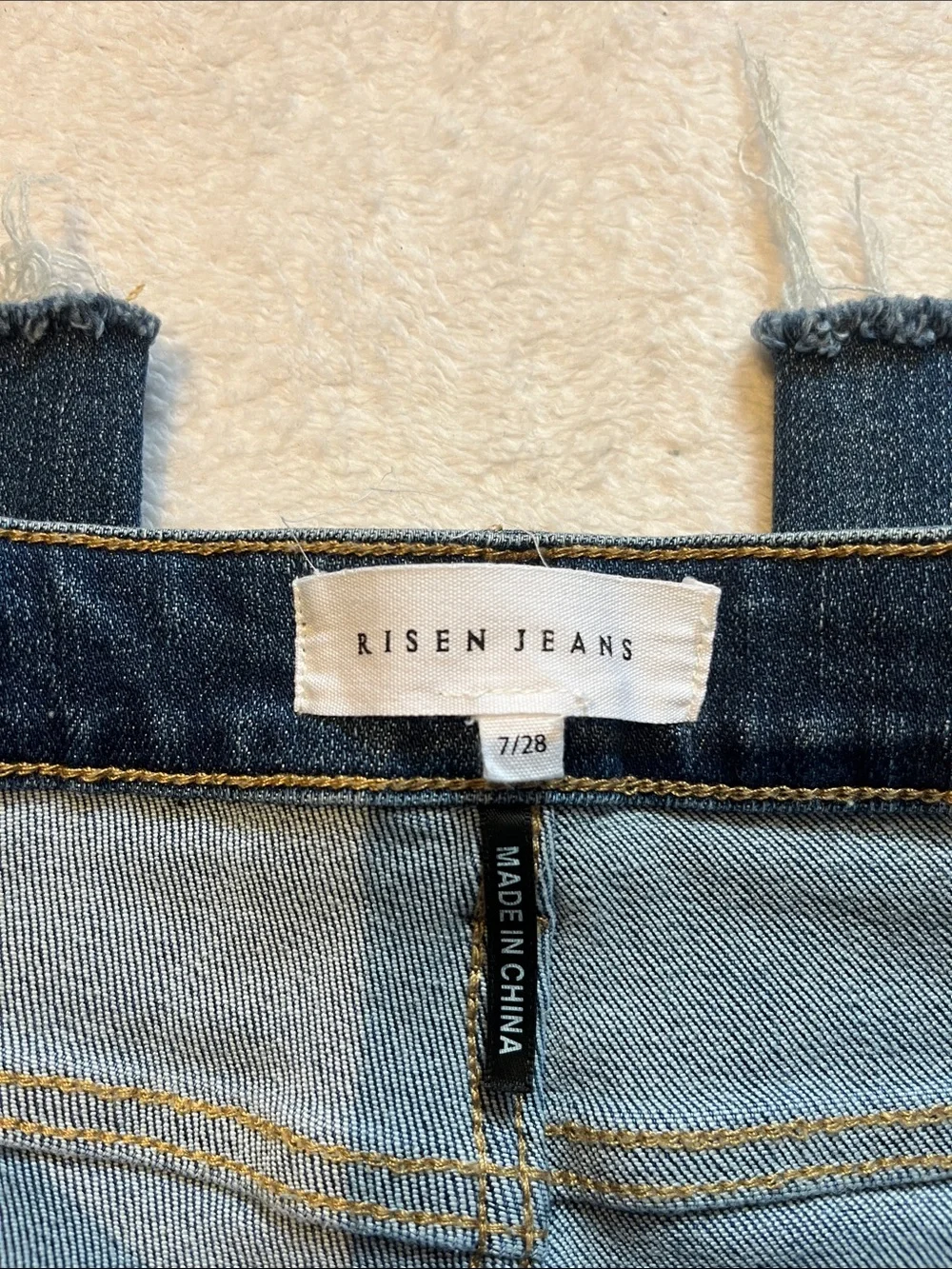 High-Rise Raw Hem Straight Jeans in Medium Blue - Picture 2 of 9